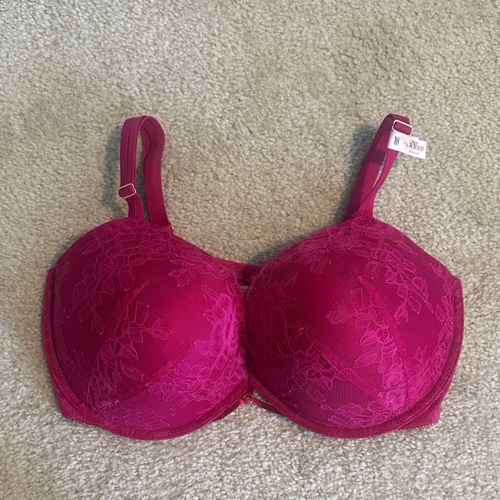 NWT Victoria Secret  Fuchsia Lace Bra 38DDD